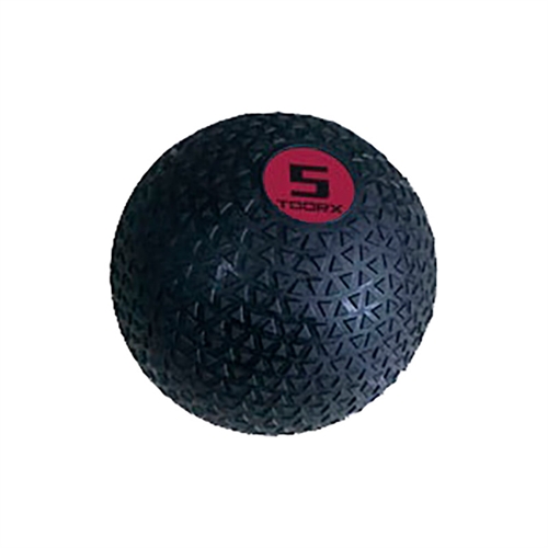 Dette er en Toorx Slam Ball 5 kg ø 23 cm, bolden er sort og rød